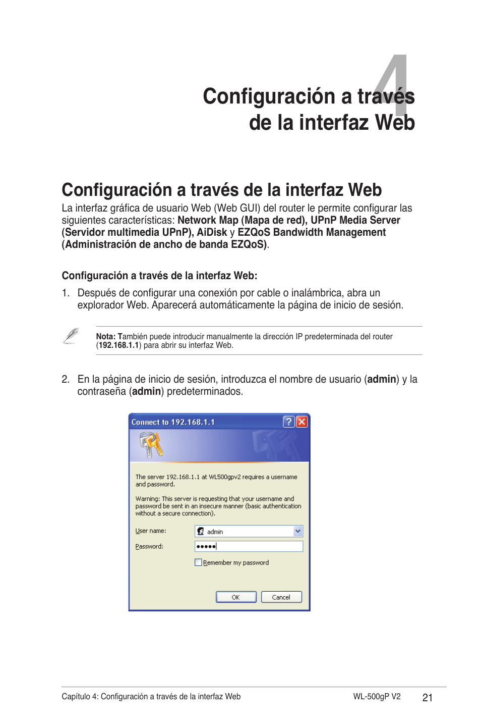 Configuración a través de la interfaz web | Asus WL-500gP V2 User Manual | Page 21 / 64