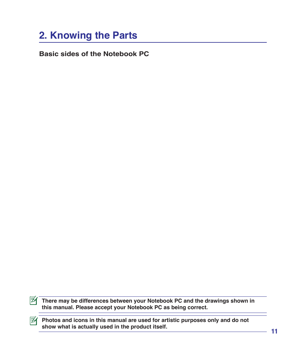 Knowing the parts | Asus M52V User Manual | Page 11 / 86