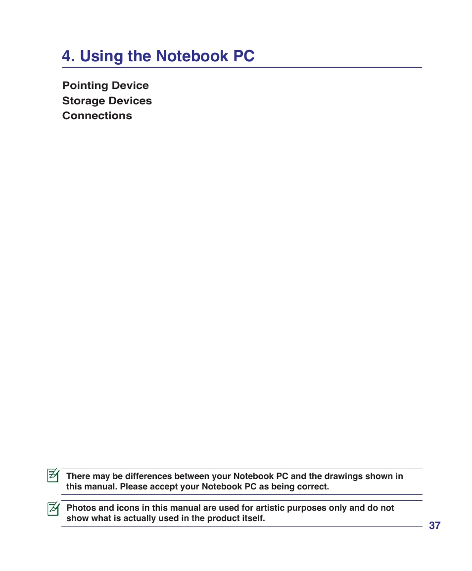 Using the notebook pc | Asus M52V User Manual | Page 37 / 86