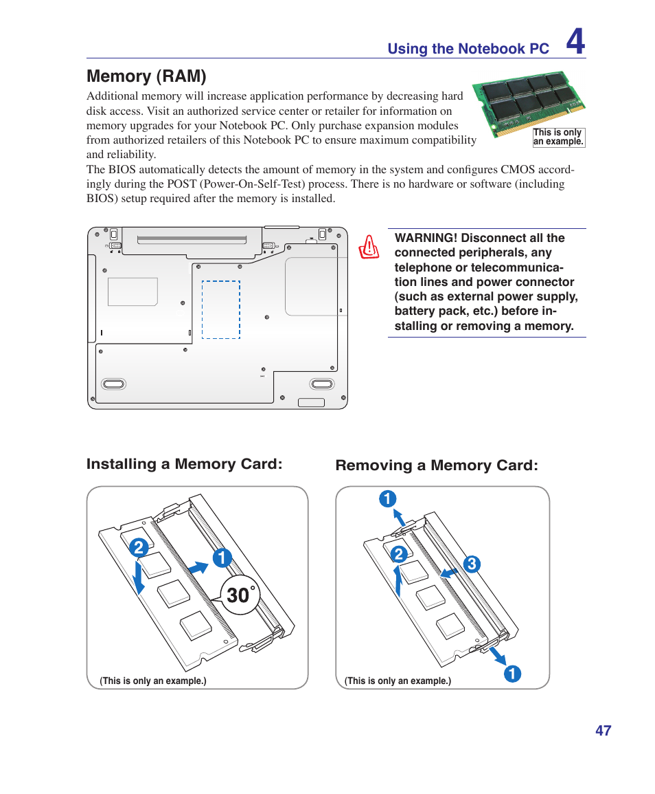 Memory (ram) | Asus M52V User Manual | Page 47 / 86