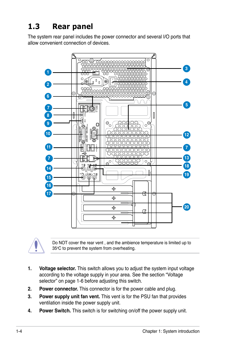 3 rear panel | Asus V3-M3N8200 User Manual | Page 14 / 108