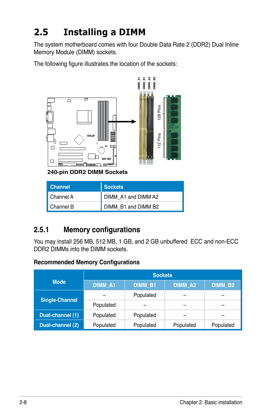 5 installing a dimm | Asus V3-M3N8200 User Manual | Page 26 / 108