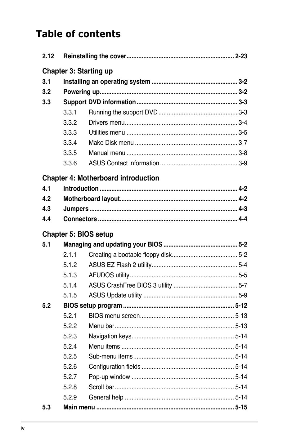 Asus V3-M3N8200 User Manual | Page 4 / 108