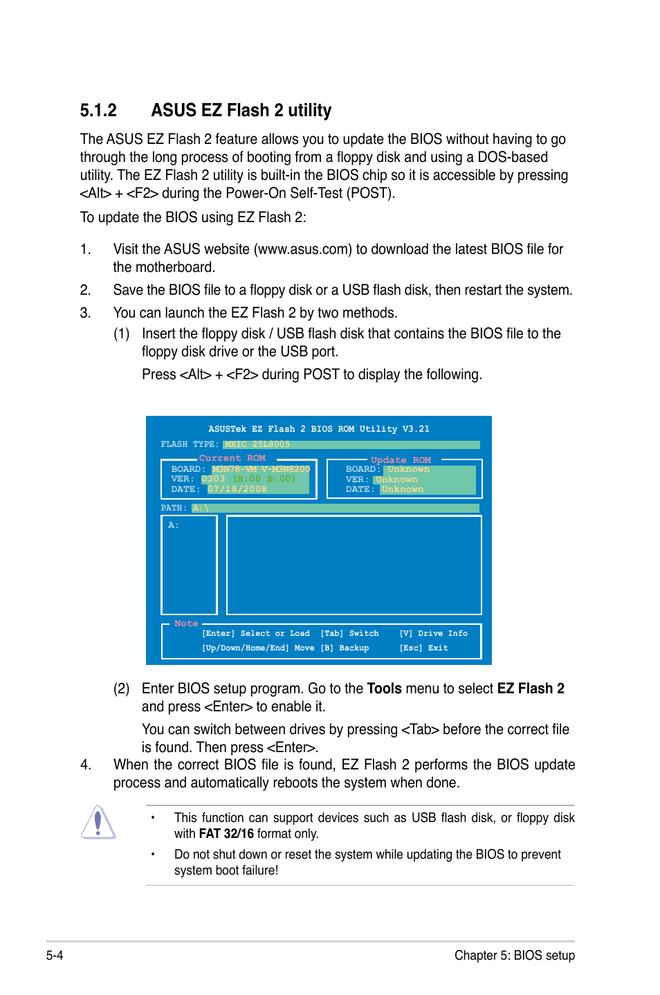 2 asus ez flash 2 utility | Asus V3-M3N8200 User Manual | Page 68 / 108