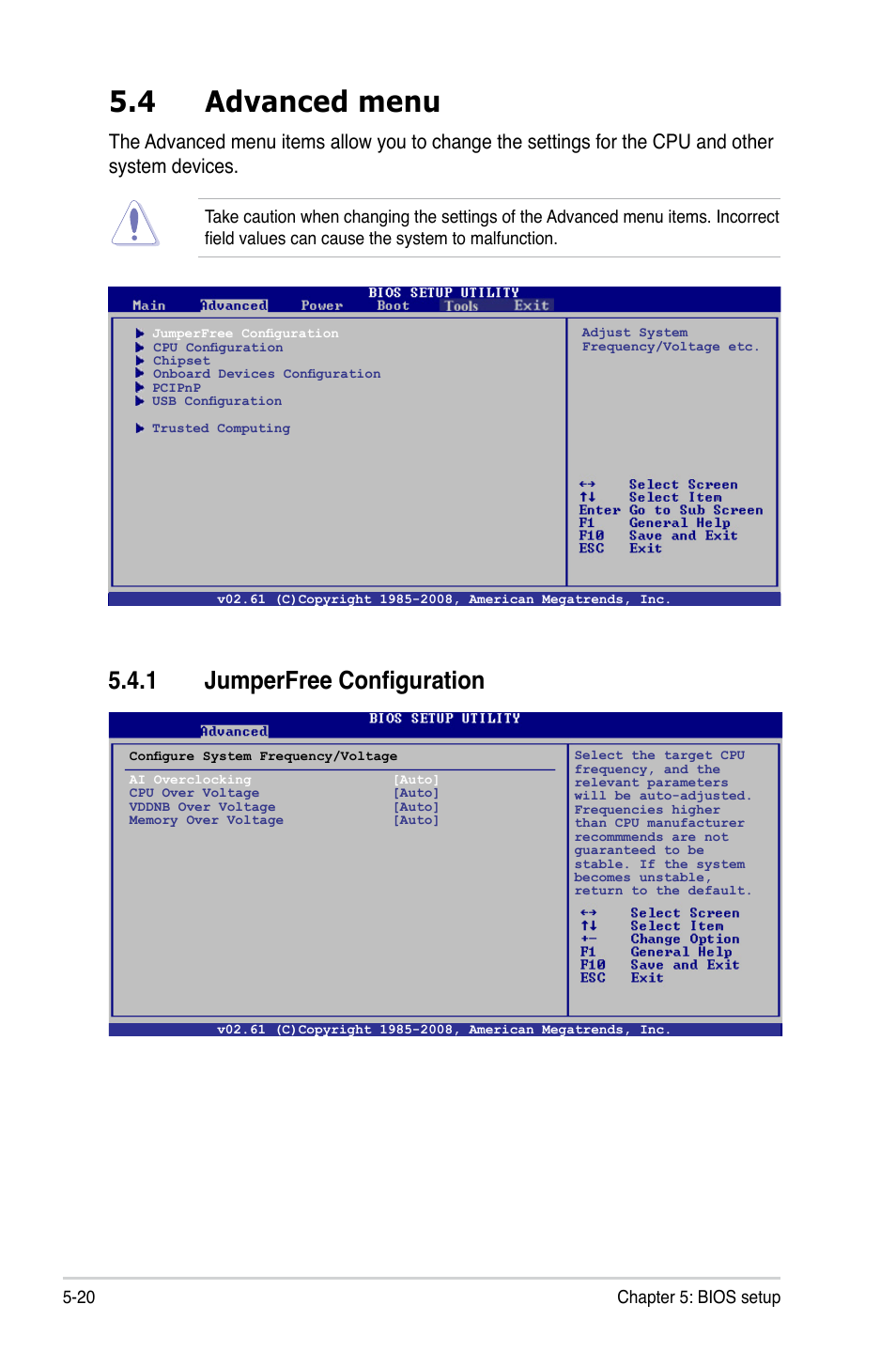 4 advanced menu, 1 jumperfree configuration | Asus V3-M3N8200 User Manual | Page 84 / 108