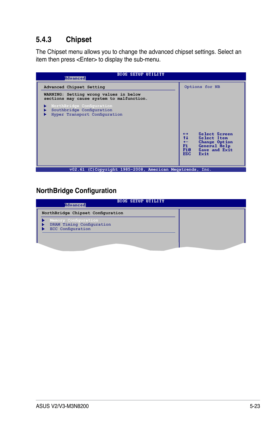 3 chipset, Northbridge configuration | Asus V3-M3N8200 User Manual | Page 87 / 108