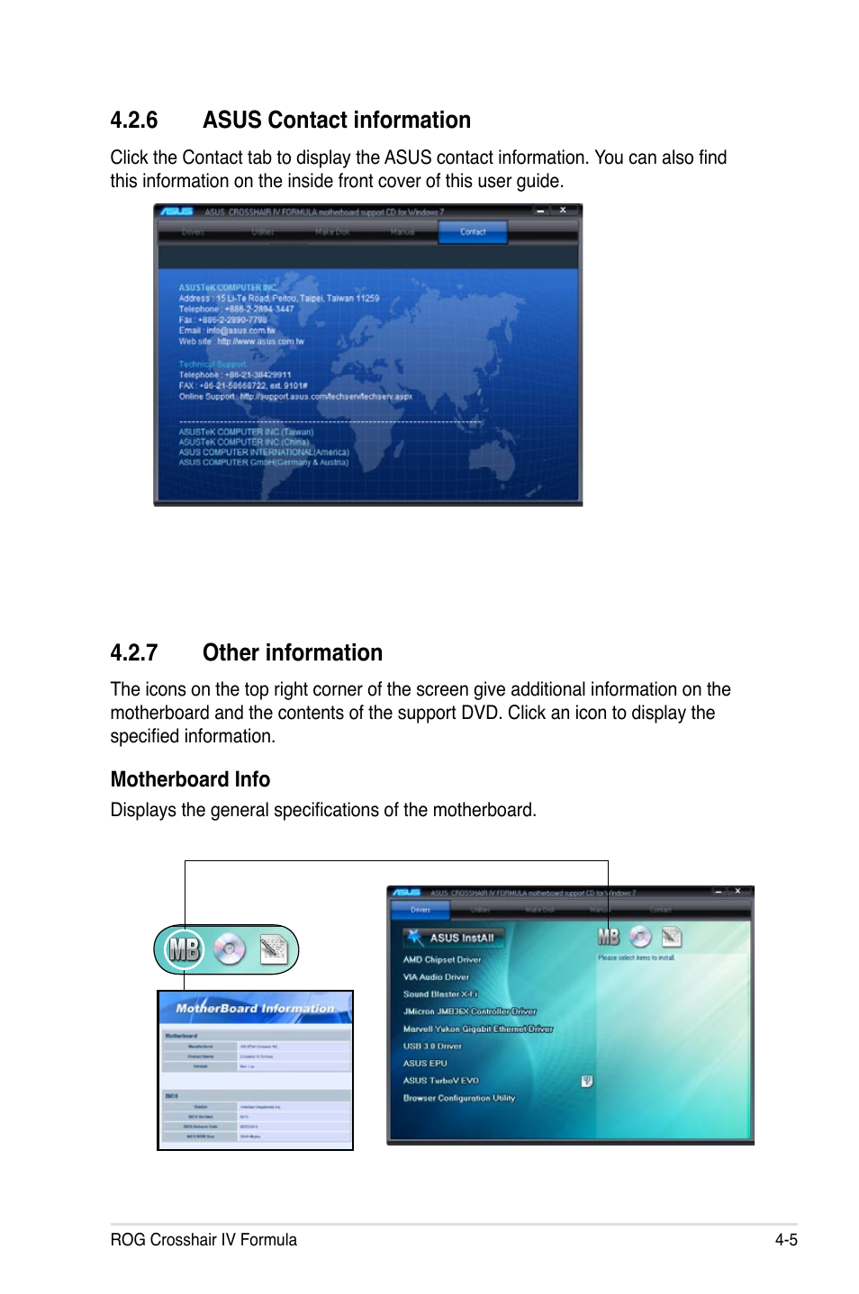 6 asus contact information, 7 other information | Asus Crosshair IV Formula User Manual | Page 127 / 172