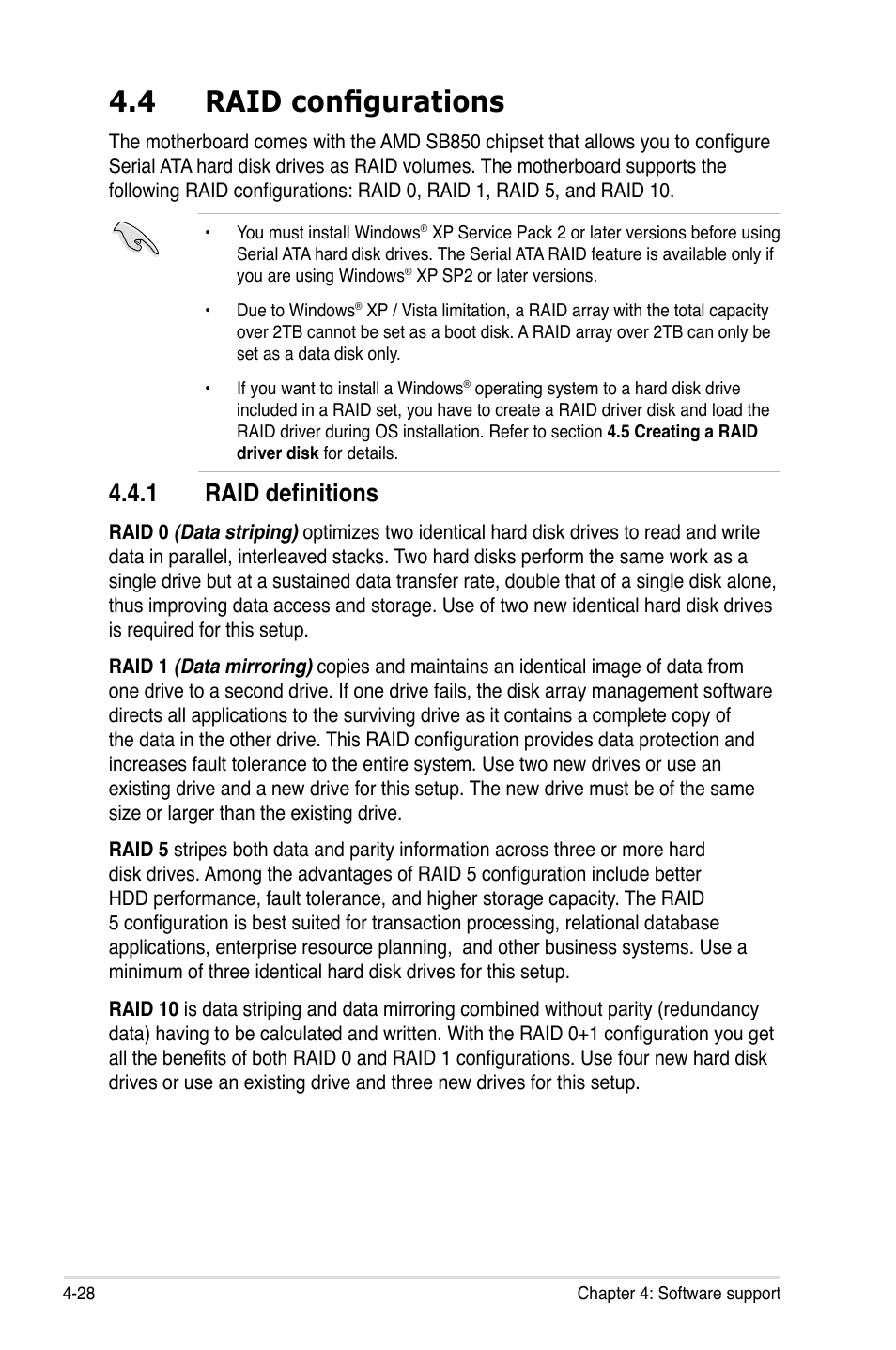 4 raid configurations, 1 raid definitions | Asus Crosshair IV Formula User Manual | Page 150 / 172