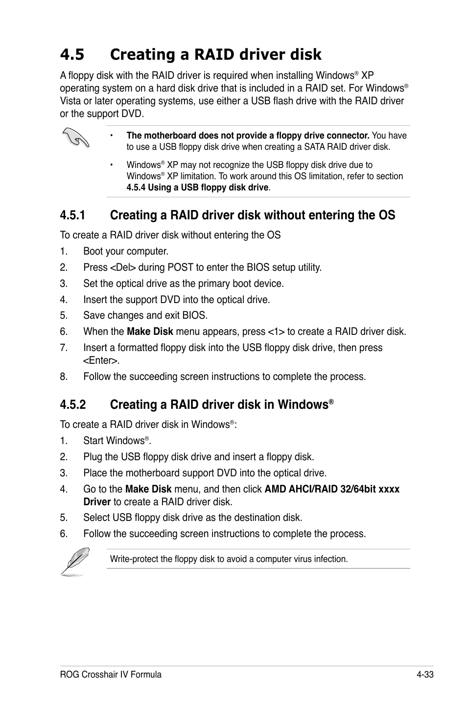 5 creating a raid driver disk, 2 creating a raid driver disk in windows | Asus Crosshair IV Formula User Manual | Page 155 / 172