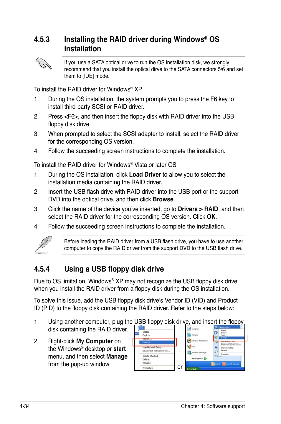 3 installing the raid driver during windows, Os installation, 4 using a usb floppy disk drive | Asus Crosshair IV Formula User Manual | Page 156 / 172