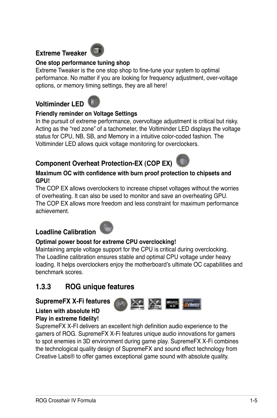 3 rog unique features | Asus Crosshair IV Formula User Manual | Page 21 / 172