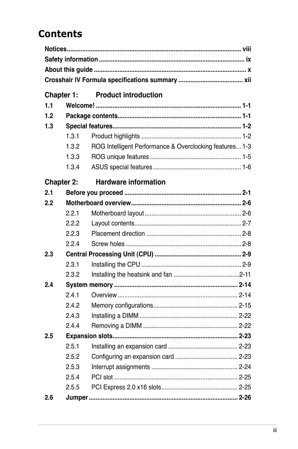 Asus Crosshair IV Formula User Manual | Page 3 / 172