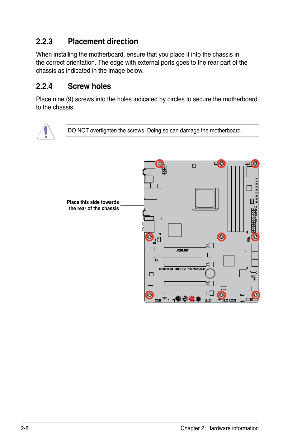 3 placement direction, 4 screw holes | Asus Crosshair IV Formula User Manual | Page 34 / 172