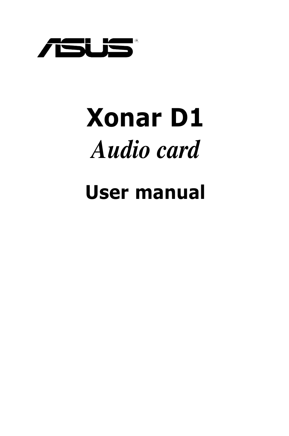 Asus Xonar D1 User Manual | 72 pages