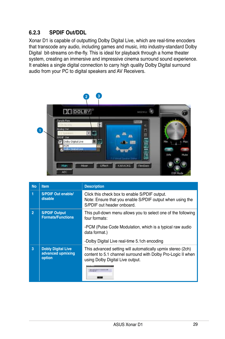 3 spdif out/ddl | Asus Xonar D1 User Manual | Page 29 / 72