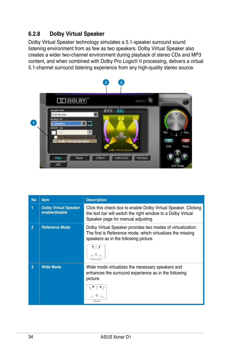 8 dolby virtual speaker | Asus Xonar D1 User Manual | Page 34 / 72