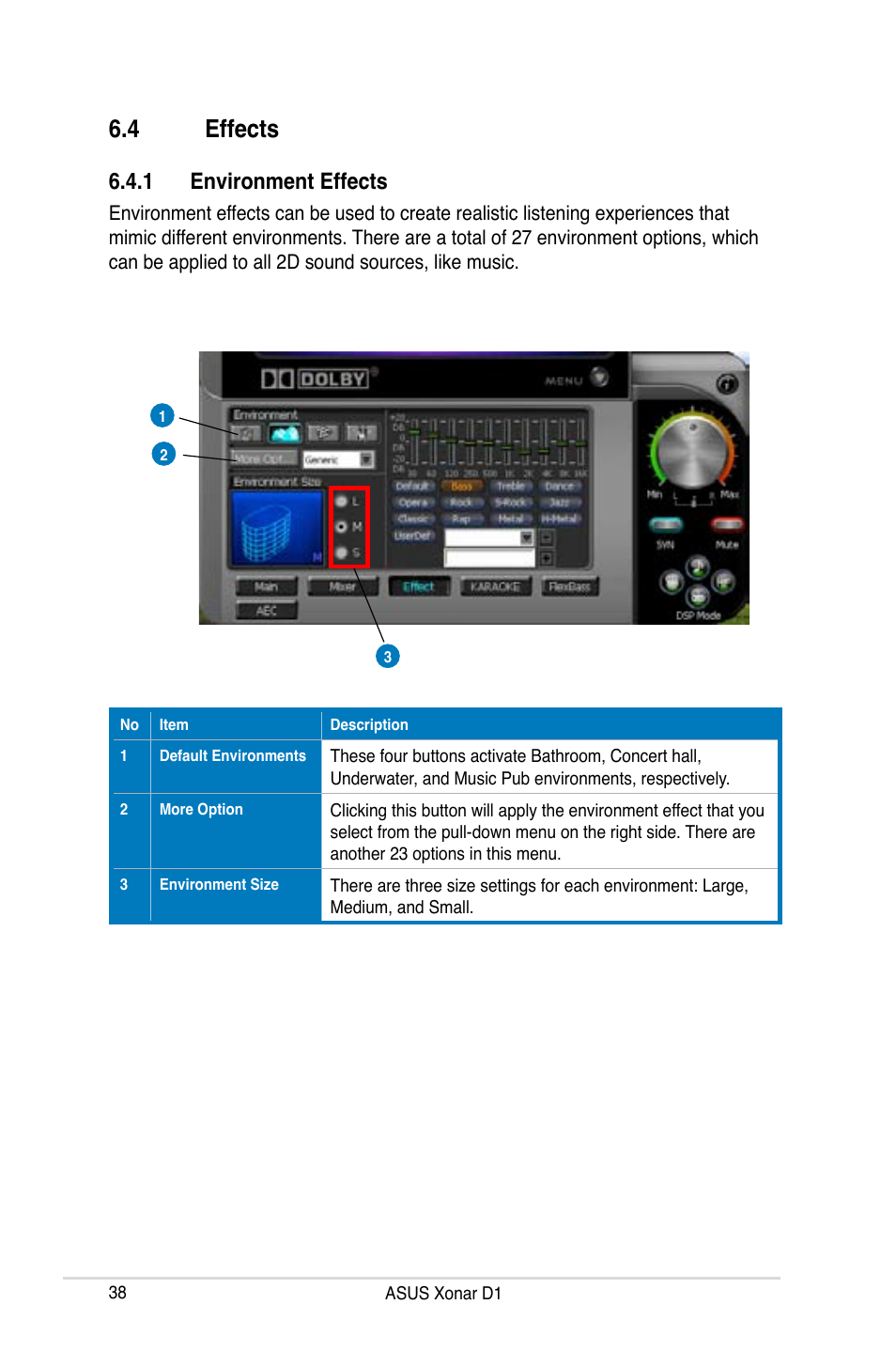 4 effects, 1 environment effects | Asus Xonar D1 User Manual | Page 38 / 72