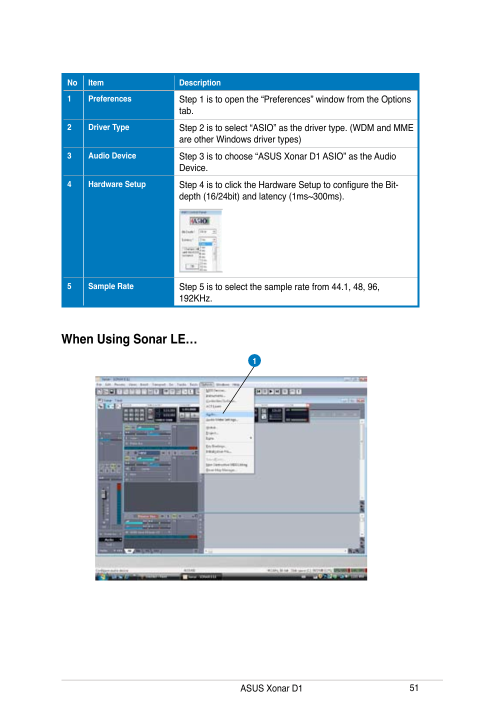 When using sonar le | Asus Xonar D1 User Manual | Page 51 / 72