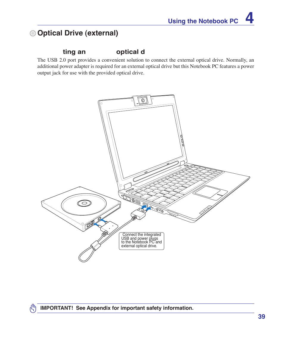 Optical drive (external) | Asus S7F User Manual | Page 39 / 69