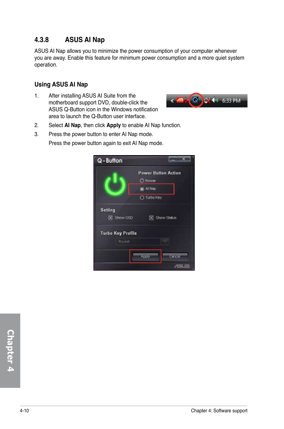 Chapter 4, 8 asus ai nap | Asus M4A79T Deluxe/U3S6 User Manual | Page 104 / 120
