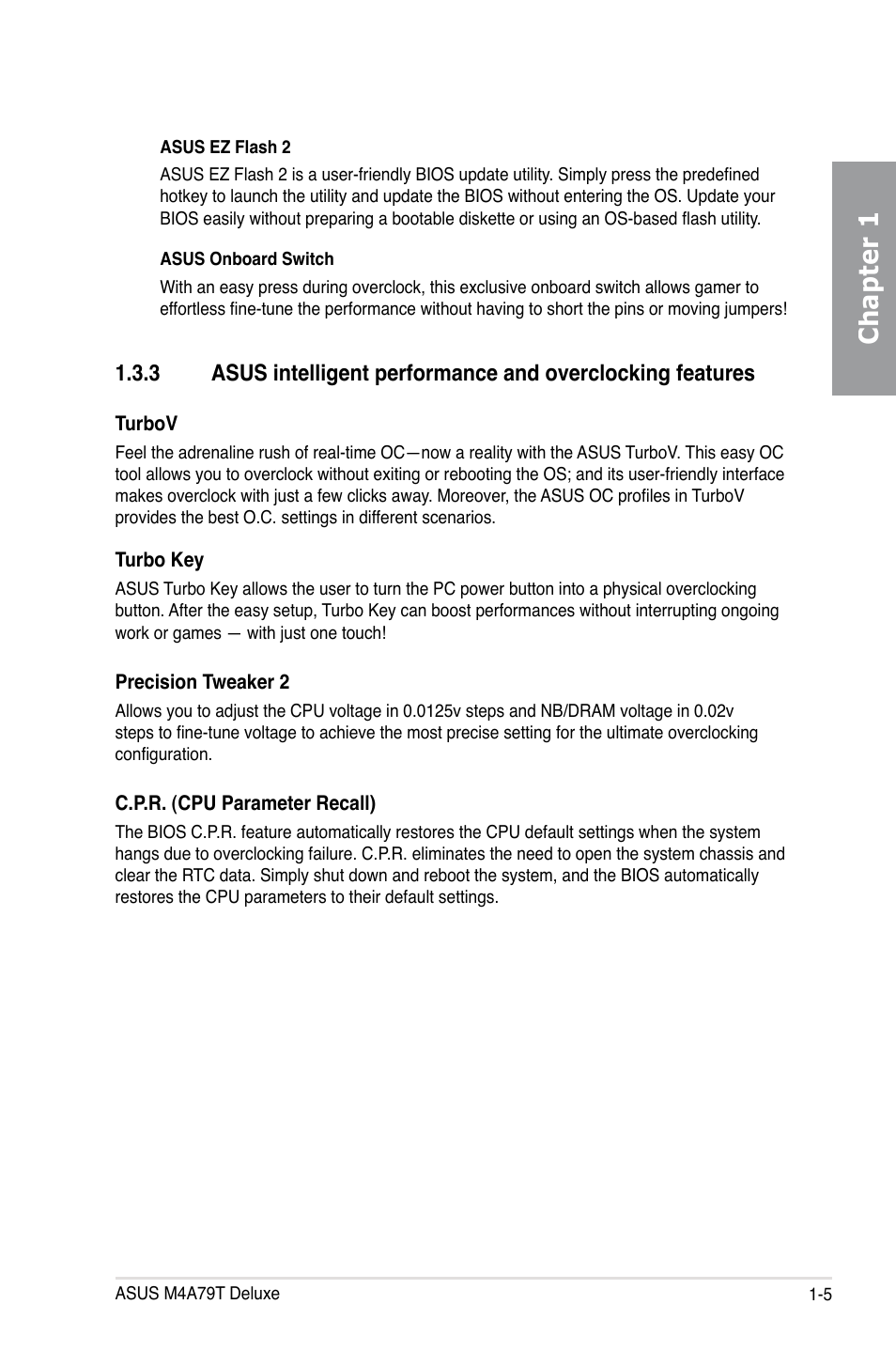 Chapter 1 | Asus M4A79T Deluxe/U3S6 User Manual | Page 19 / 120