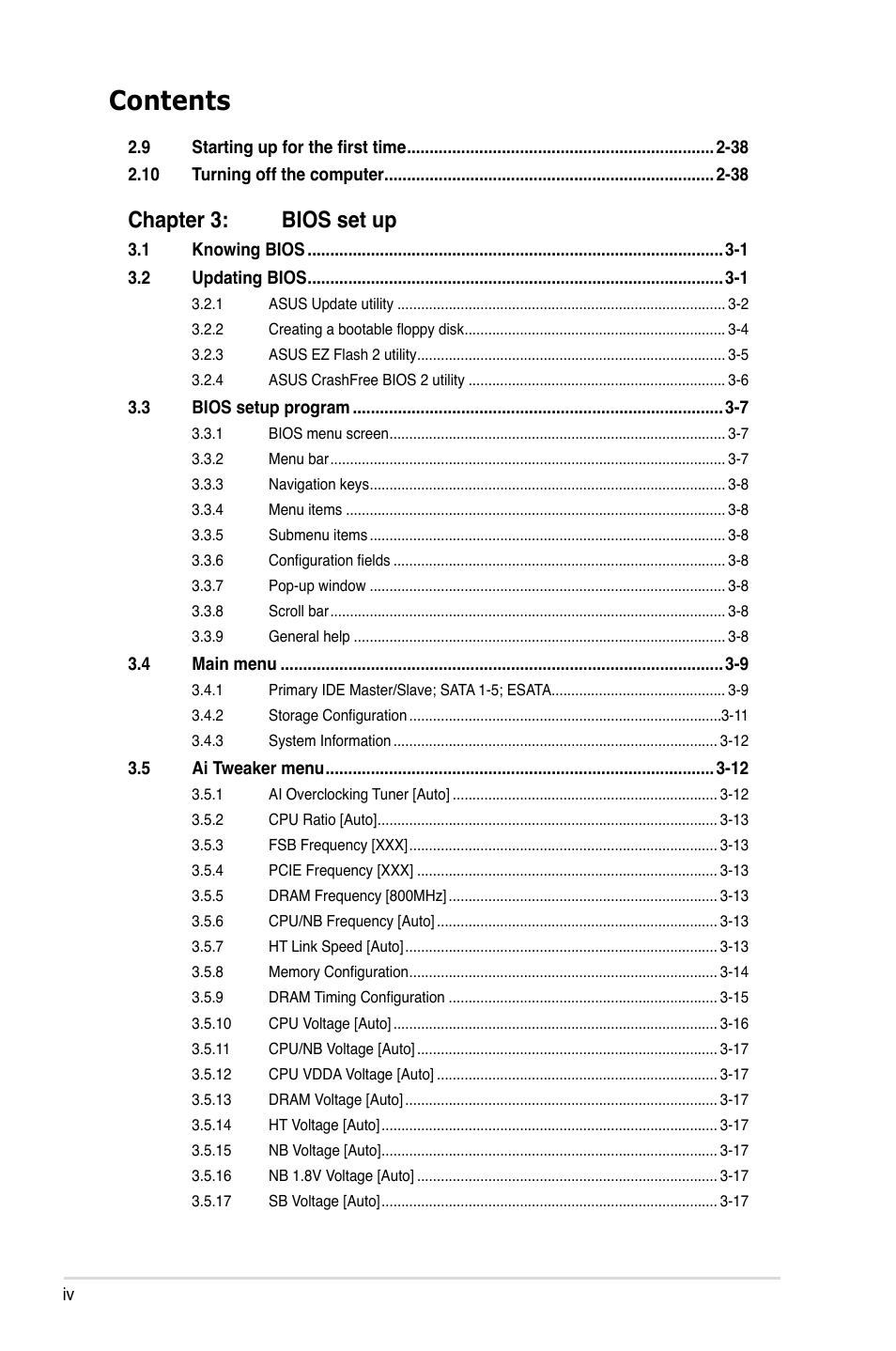 Asus M4A79T Deluxe/U3S6 User Manual | Page 4 / 120