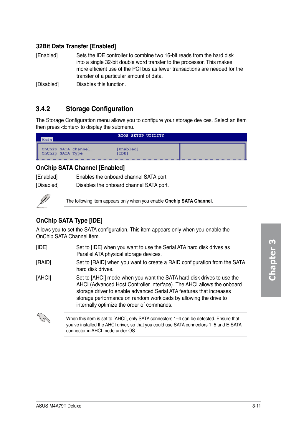 Chapter 3, 2 storage configuration | Asus M4A79T Deluxe/U3S6 User Manual | Page 69 / 120