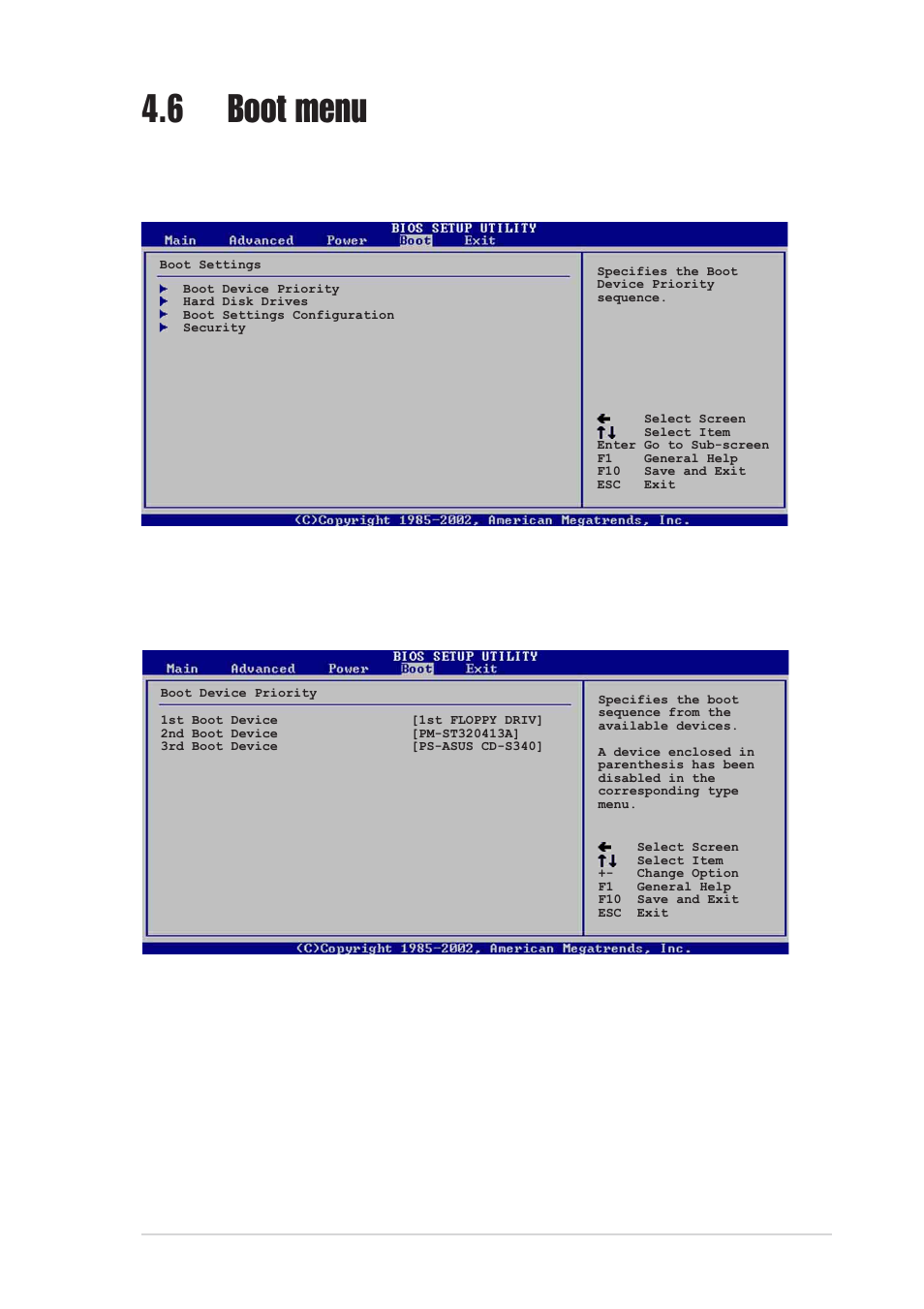 6 boot menu, 1 boot device priority, 1st ~ xxth boot device [1st floppy drive | Asus P4P800 User Manual | Page 105 / 142