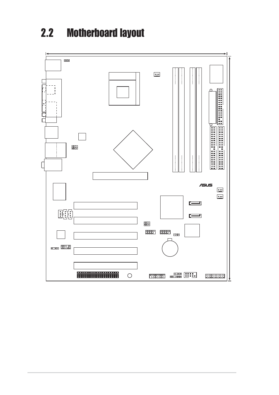 2 motherboard layout, 2 chapter 2: hardware information, Intel ich5r | Pci1, Pci2 pci3 pci4 pci5, P4p800, Super i/o | Asus P4P800 User Manual | Page 28 / 142