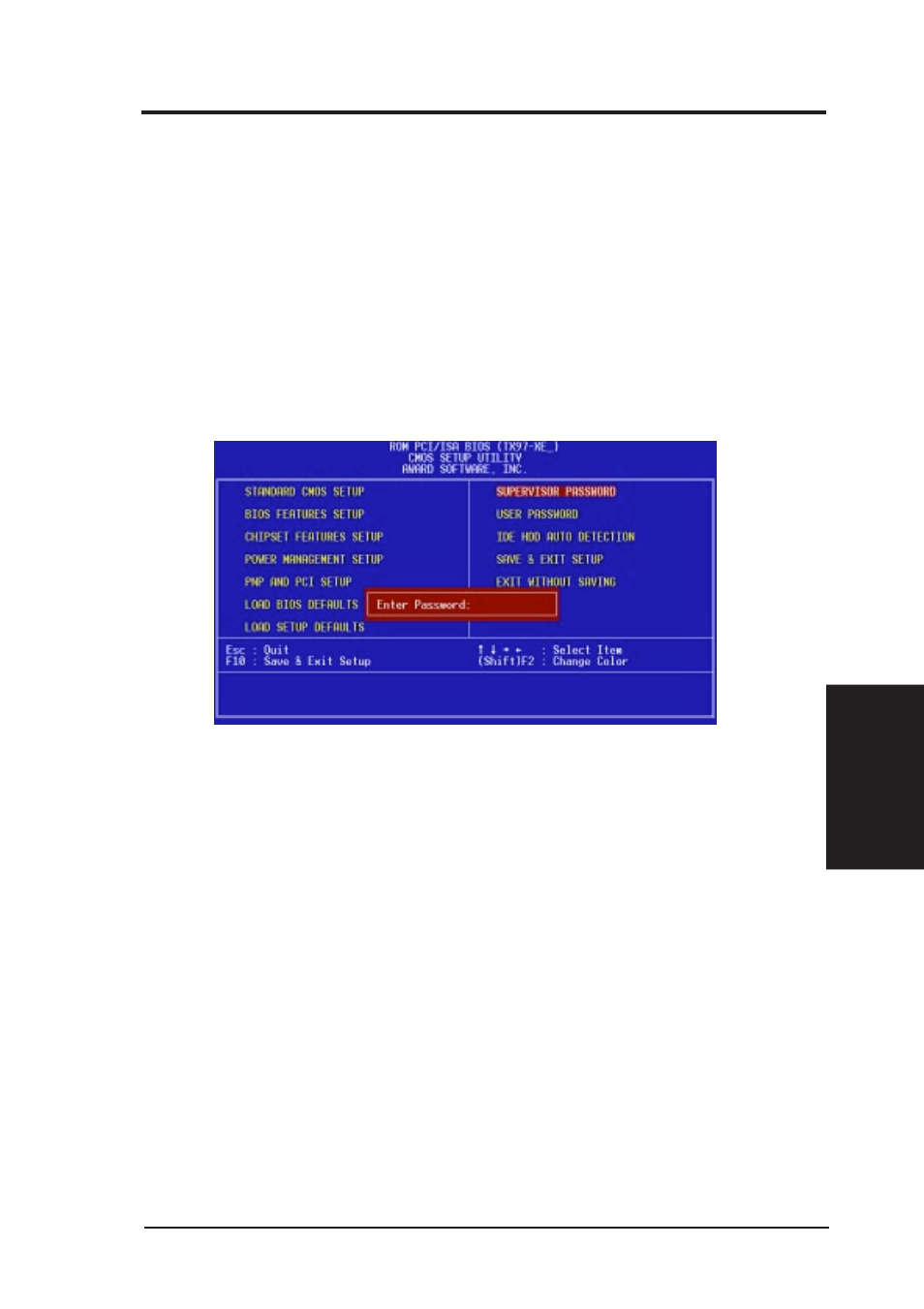 Iv. bios software, Supervisor password and user password | Asus TX97-XE User Manual | Page 53 / 72