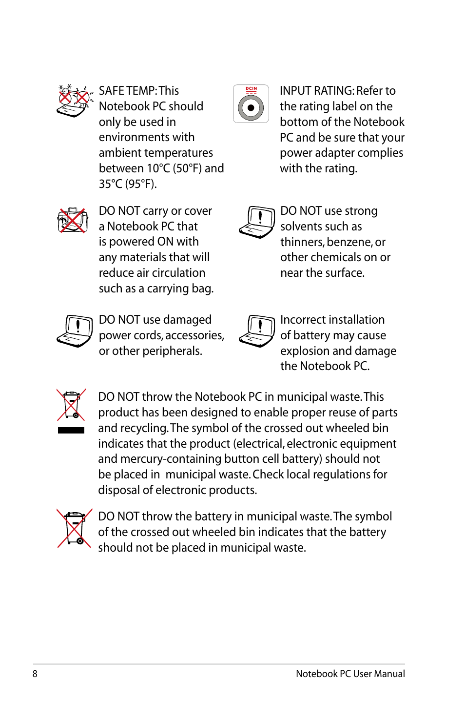 Asus X64Jv User Manual | Page 8 / 110