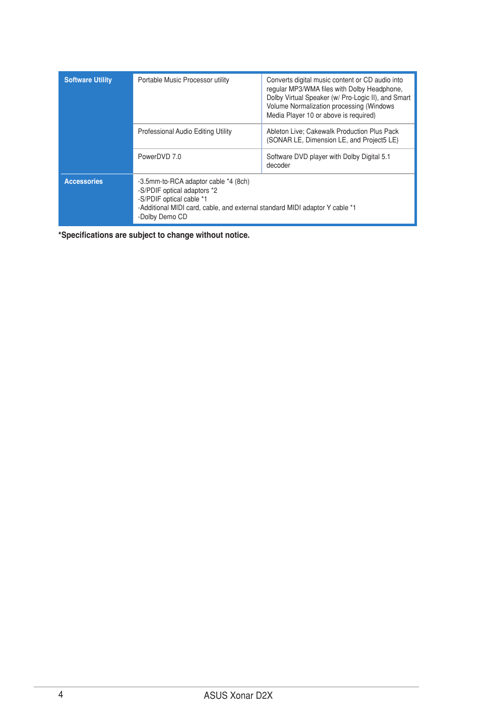 4asus xonar d2x | Asus Xonar D2X User Manual | Page 10 / 88