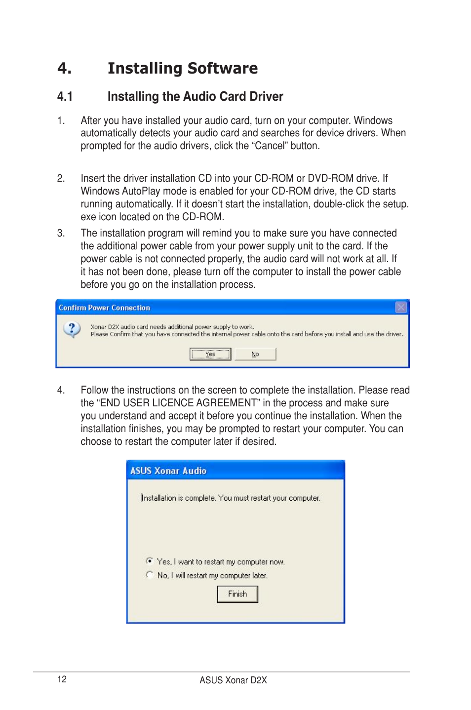 Installing software | Asus Xonar D2X User Manual | Page 18 / 88