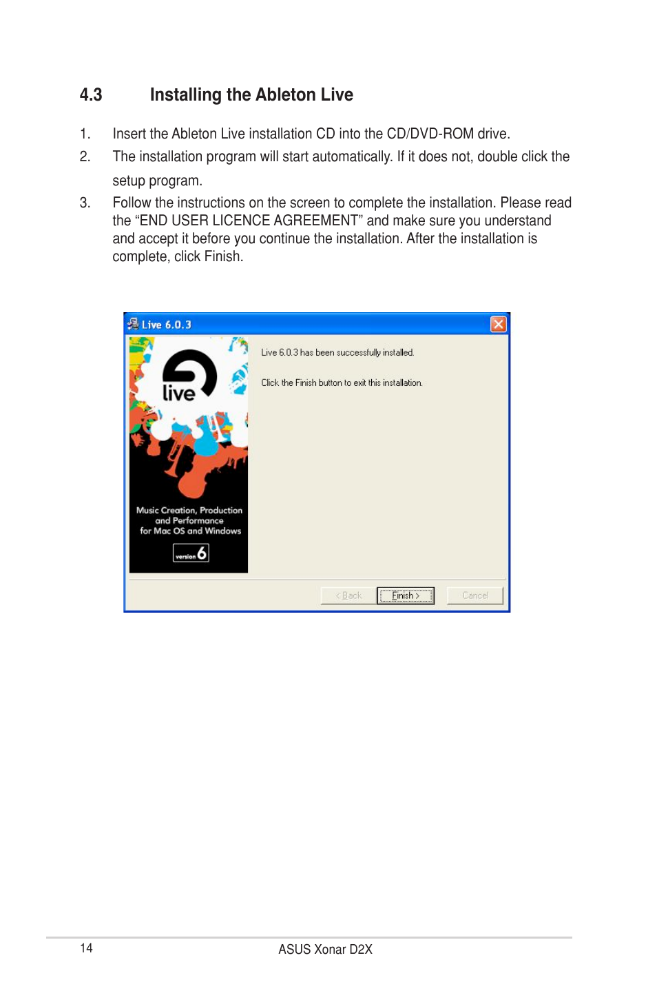 3 installing the ableton live | Asus Xonar D2X User Manual | Page 20 / 88