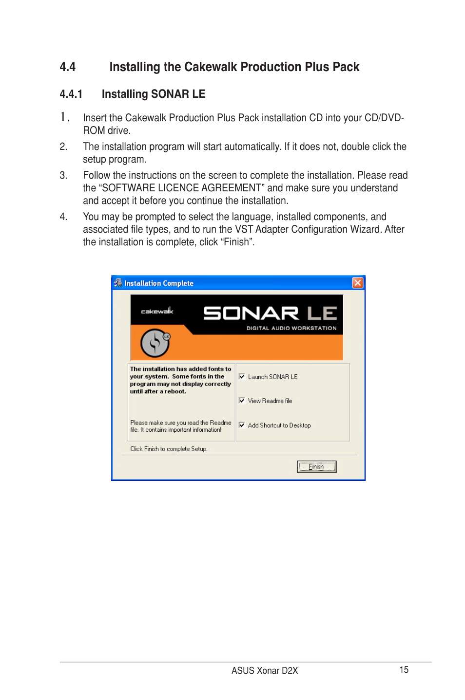 4 installing the cakewalk production plus pack | Asus Xonar D2X User Manual | Page 21 / 88