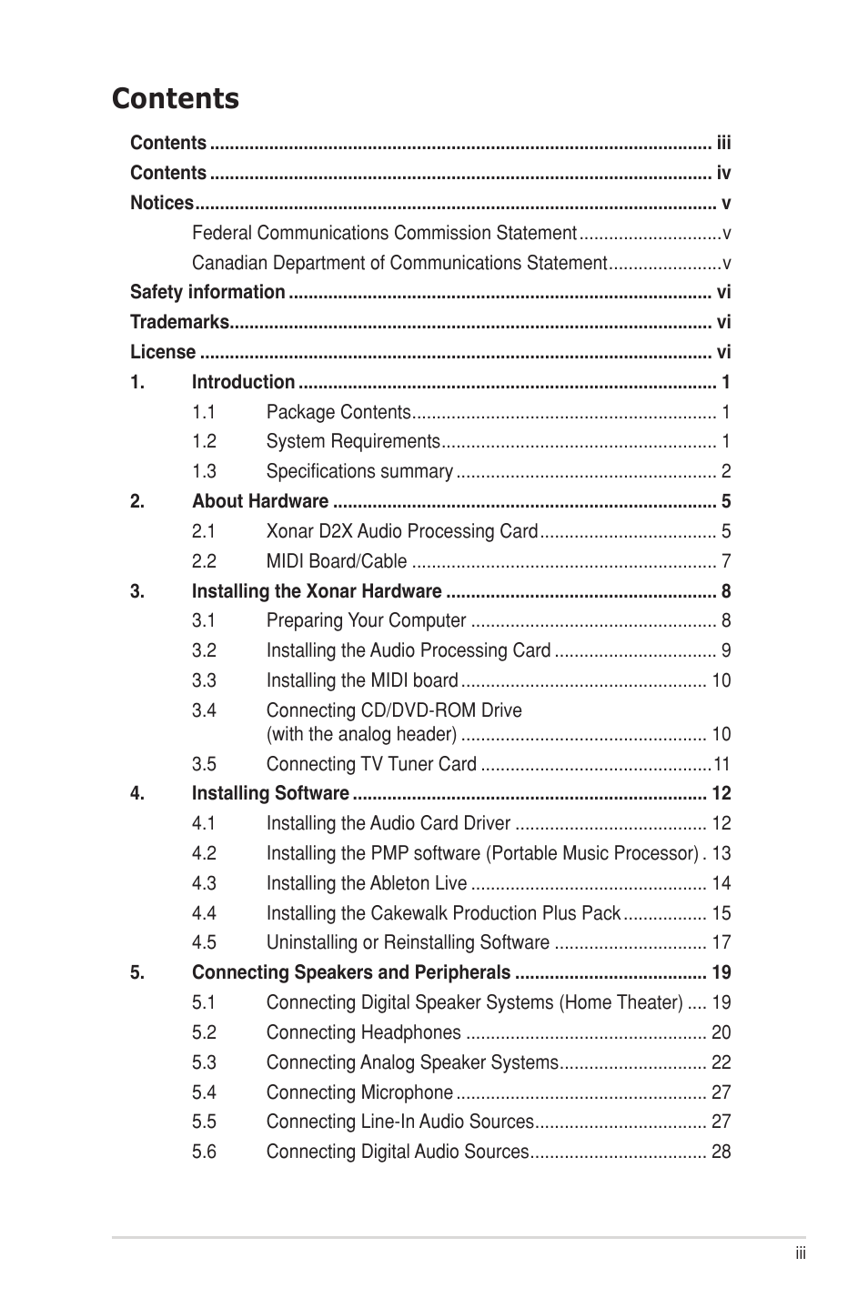 Asus Xonar D2X User Manual | Page 3 / 88