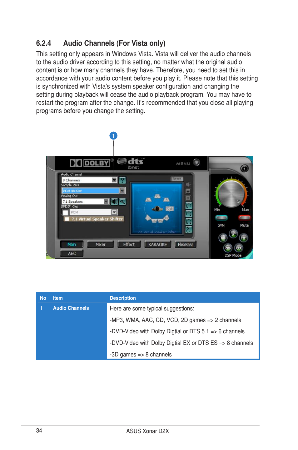 4 audio channels (for vista only) | Asus Xonar D2X User Manual | Page 40 / 88