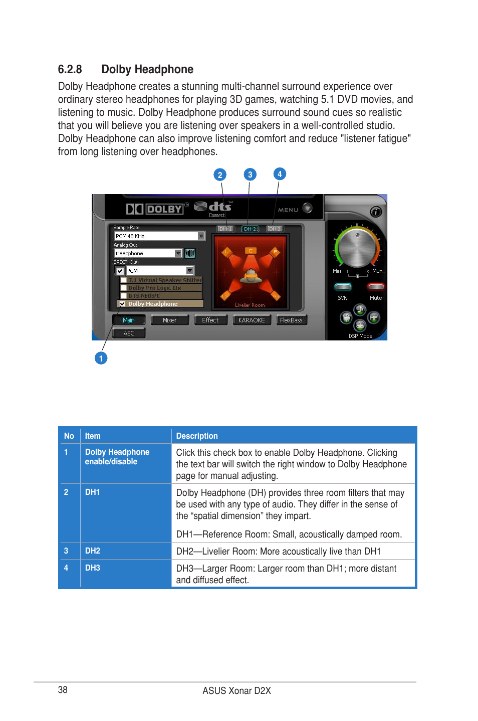 8 dolby headphone | Asus Xonar D2X User Manual | Page 44 / 88