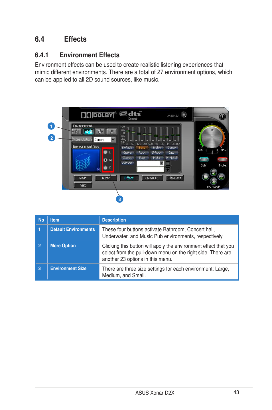 4 effects, 1 environment effects | Asus Xonar D2X User Manual | Page 49 / 88