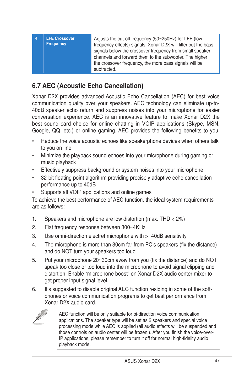 7 aec (acoustic echo cancellation) | Asus Xonar D2X User Manual | Page 53 / 88