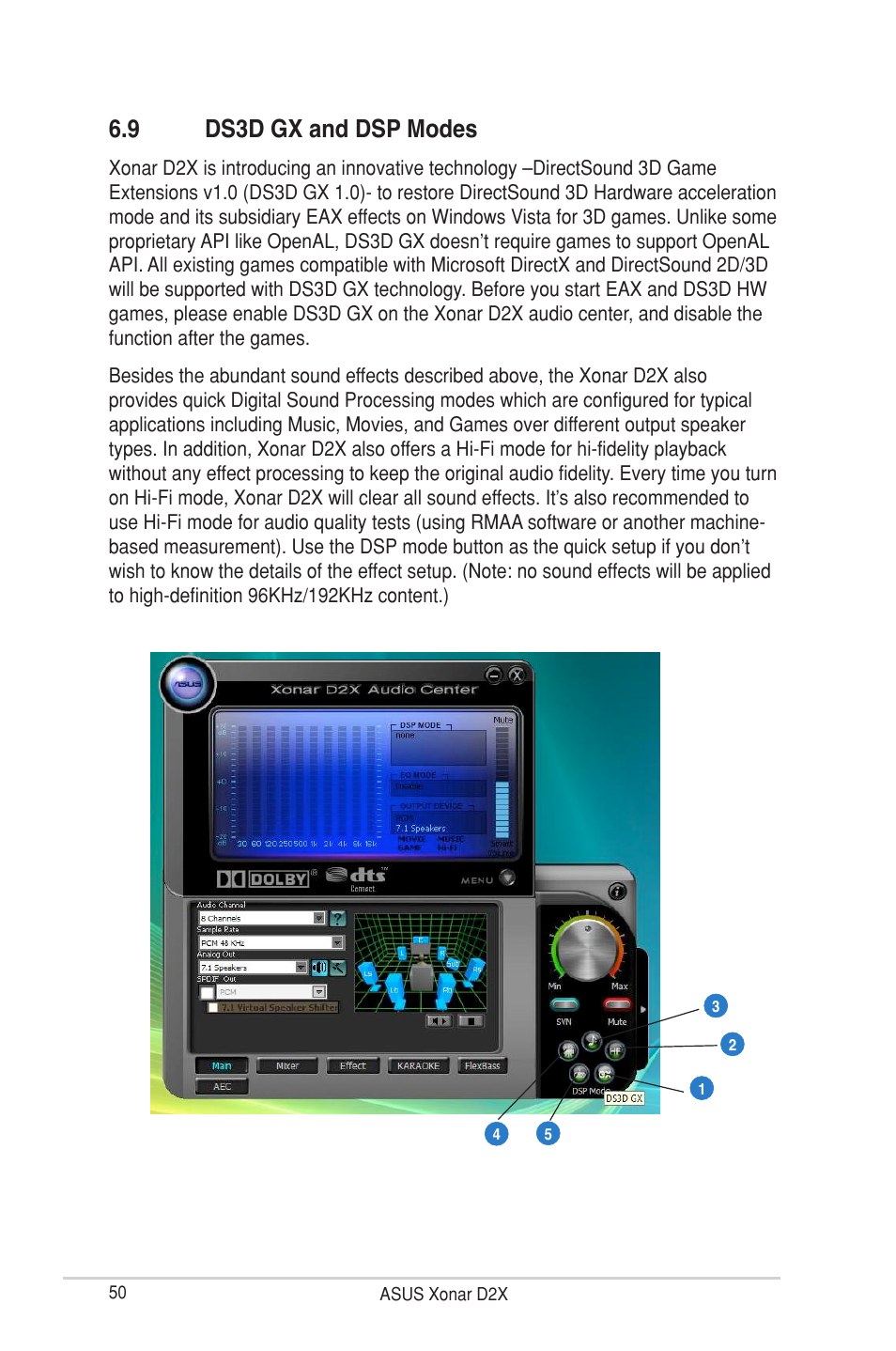 9 ds3d gx and dsp modes | Asus Xonar D2X User Manual | Page 56 / 88