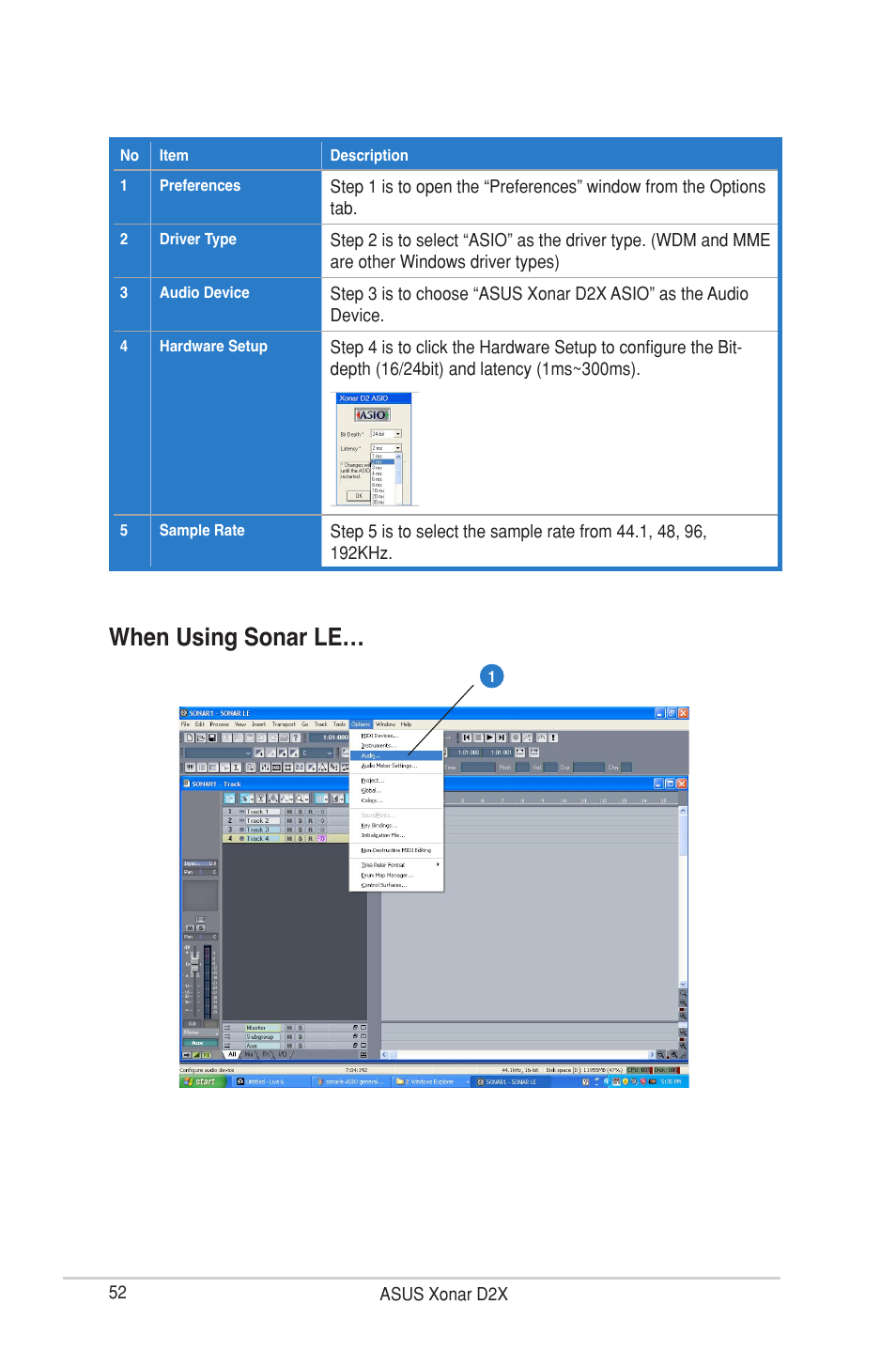 When using sonar le | Asus Xonar D2X User Manual | Page 58 / 88