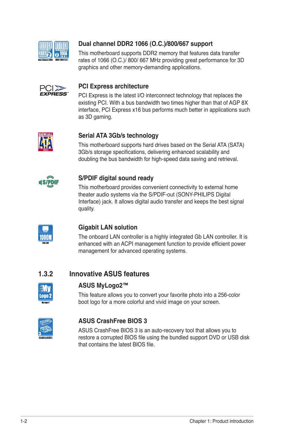 2 innovative asus features, Innovative asus features -2 | Asus P5QL-VM EPU User Manual | Page 12 / 64