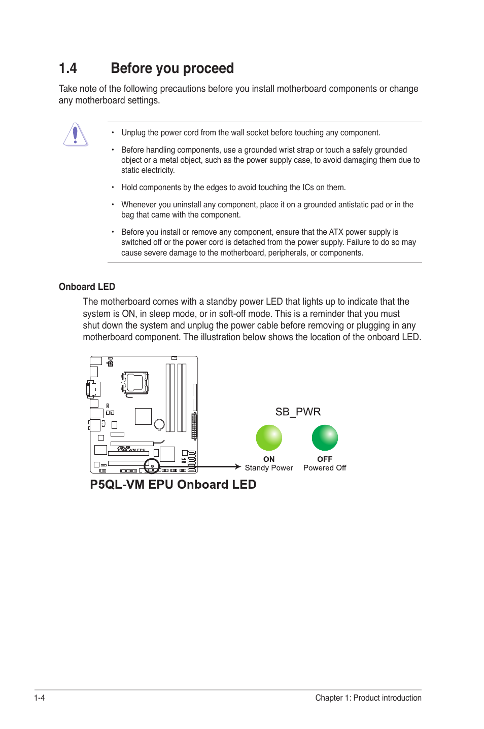 4 before you proceed, Before you proceed -4 | Asus P5QL-VM EPU User Manual | Page 14 / 64