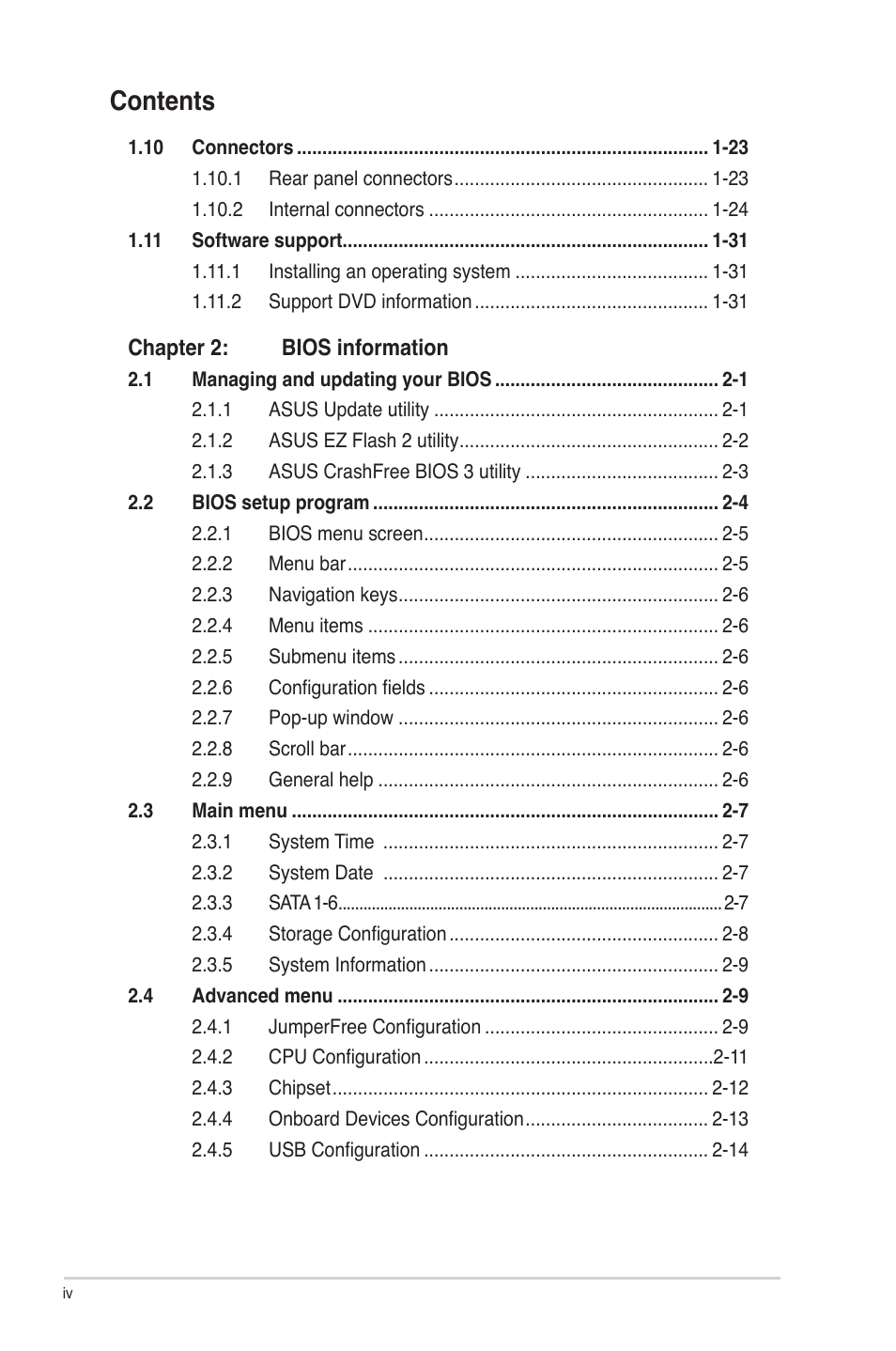 Asus P5QL-VM EPU User Manual | Page 4 / 64