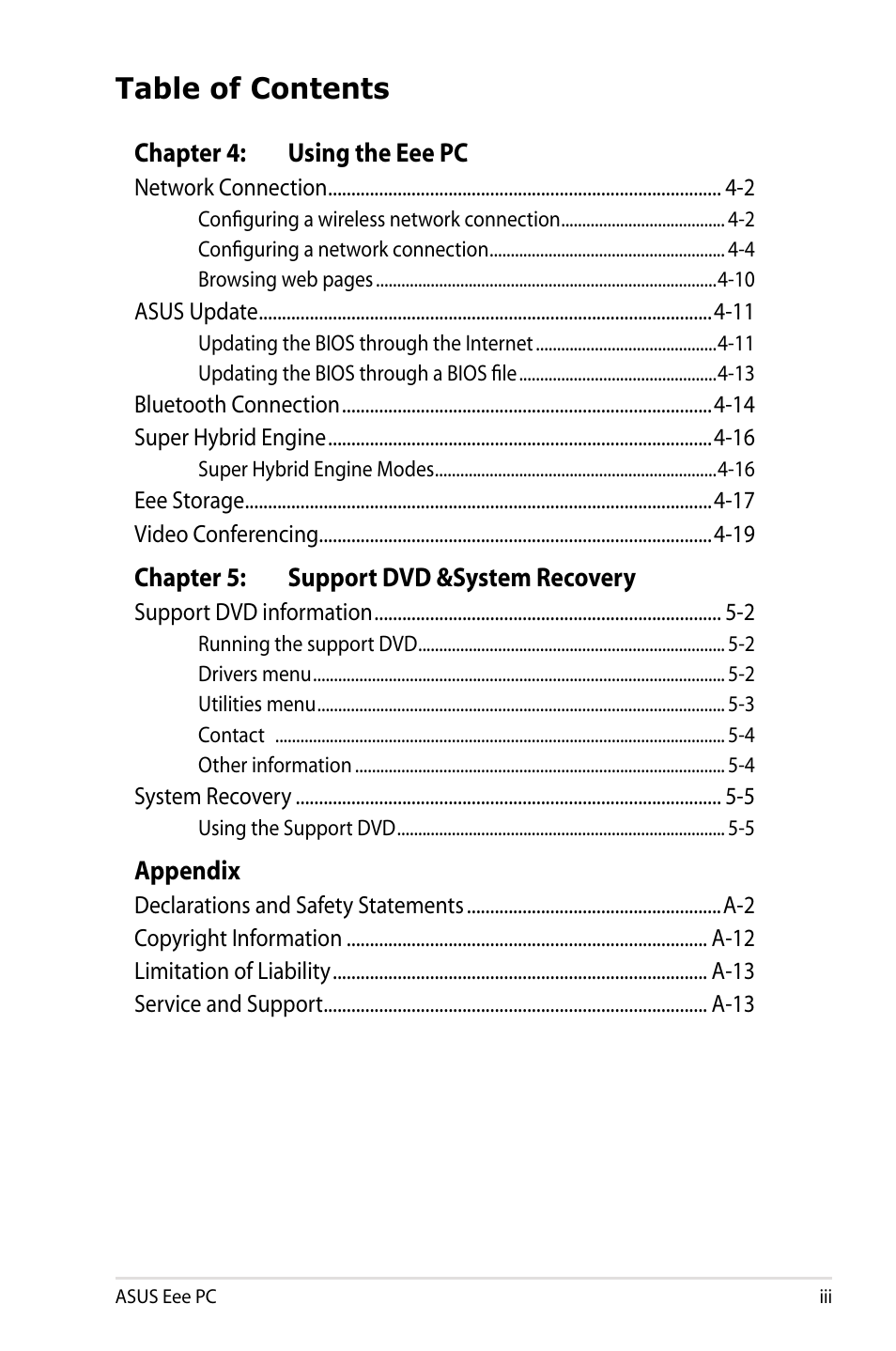 Asus Eee PC S101/XP User Manual | Page 3 / 84