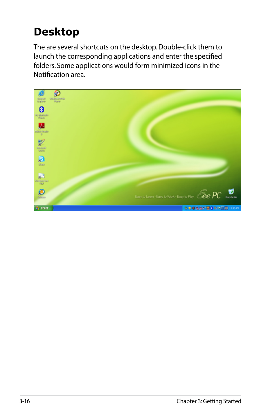 Desktop, Desktop -16 | Asus Eee PC S101/XP User Manual | Page 40 / 84