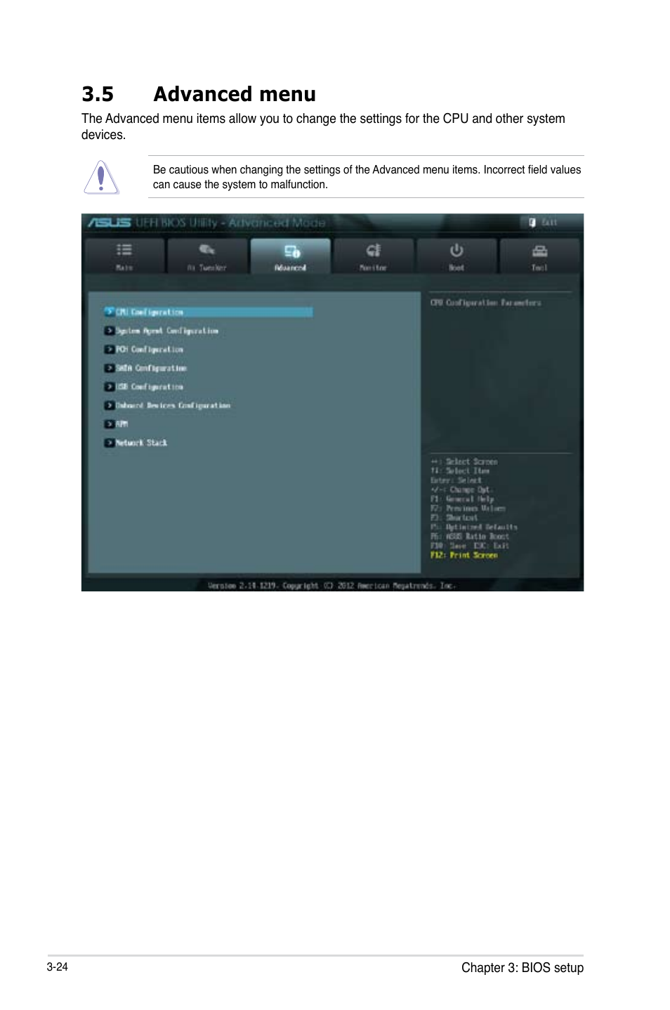 Advanced menu -24, 5 advanced menu | Asus P9X79-E WS User Manual | Page 100 / 180