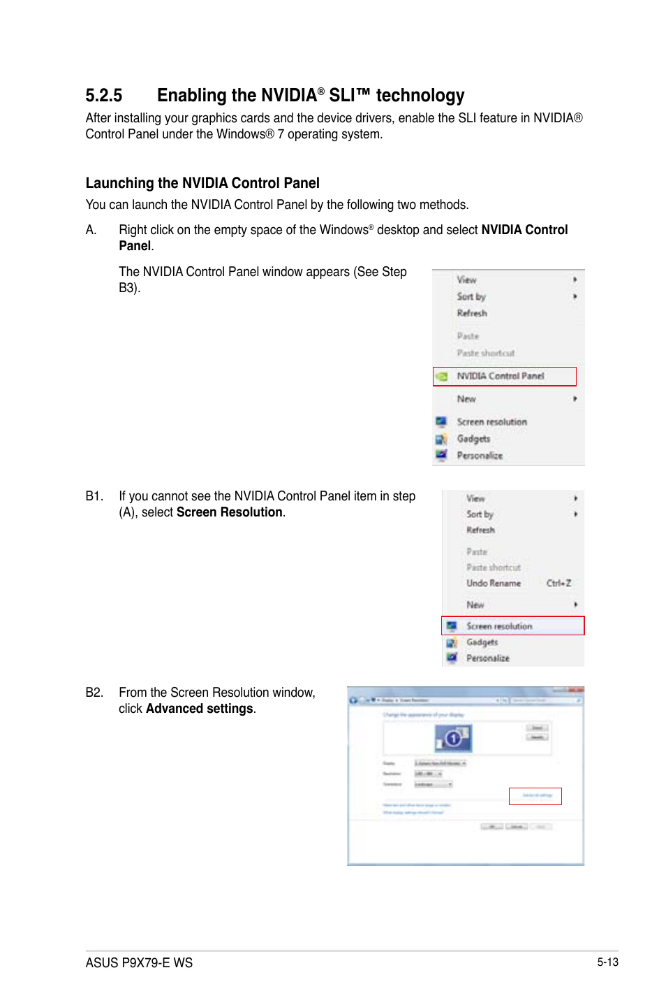 5 enabling the nvidia, Sli™ technology | Asus P9X79-E WS User Manual | Page 175 / 180