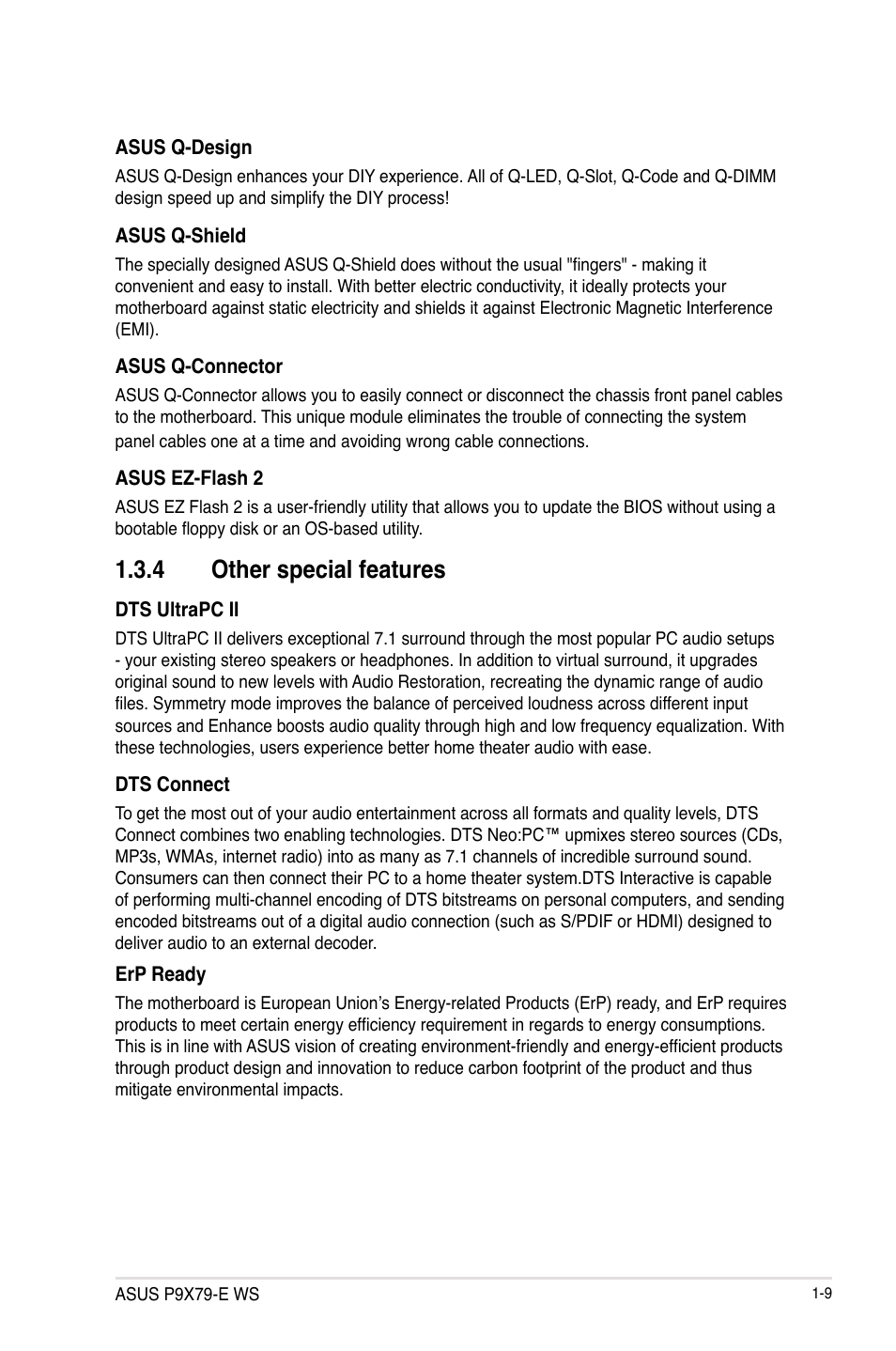 4 other special features | Asus P9X79-E WS User Manual | Page 23 / 180